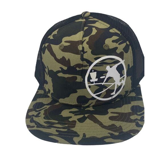 Disc Golf THROWING DISC MAN CAMO Hat Trucker Cap Snap Back DISC GOLF Vinyl Logo - Picture 1 of 6